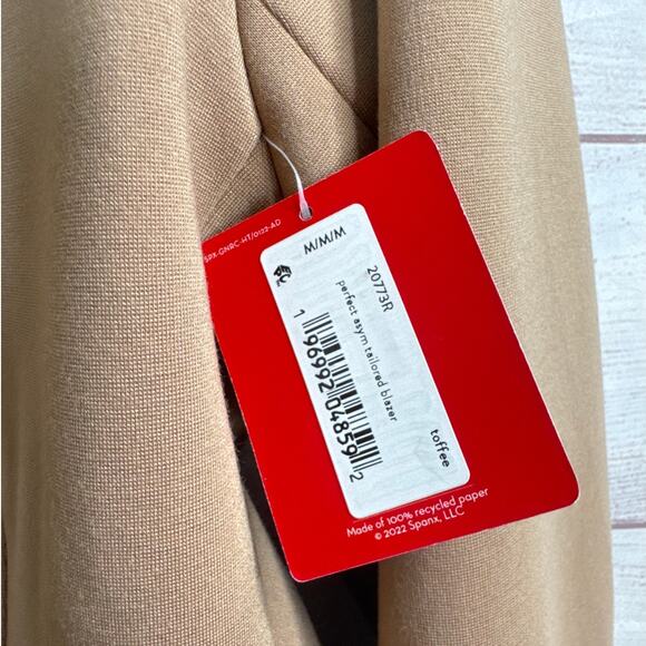 NWT Spanx Perfect Asymmetrical Tailored Toffee Blazer Women’s Size Medium - Picture 7 of 9